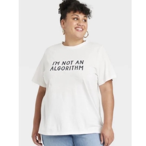 Ava & Viv Womens Short Sleeve Top "I'm Not an Algorithm" - Picture 2 of 2